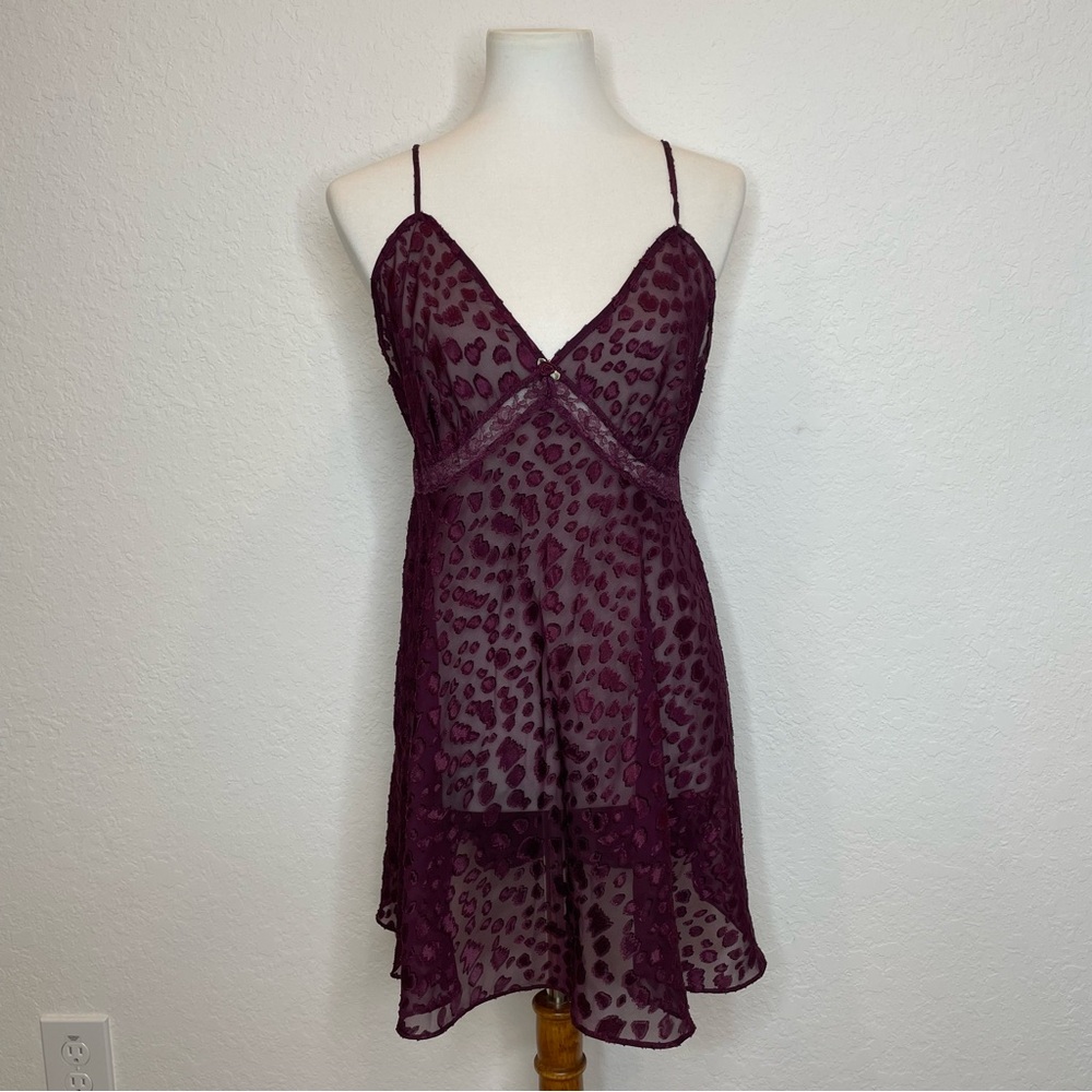 Gilligan & O'Malley Sheer Purple Lingerie Slip Dress